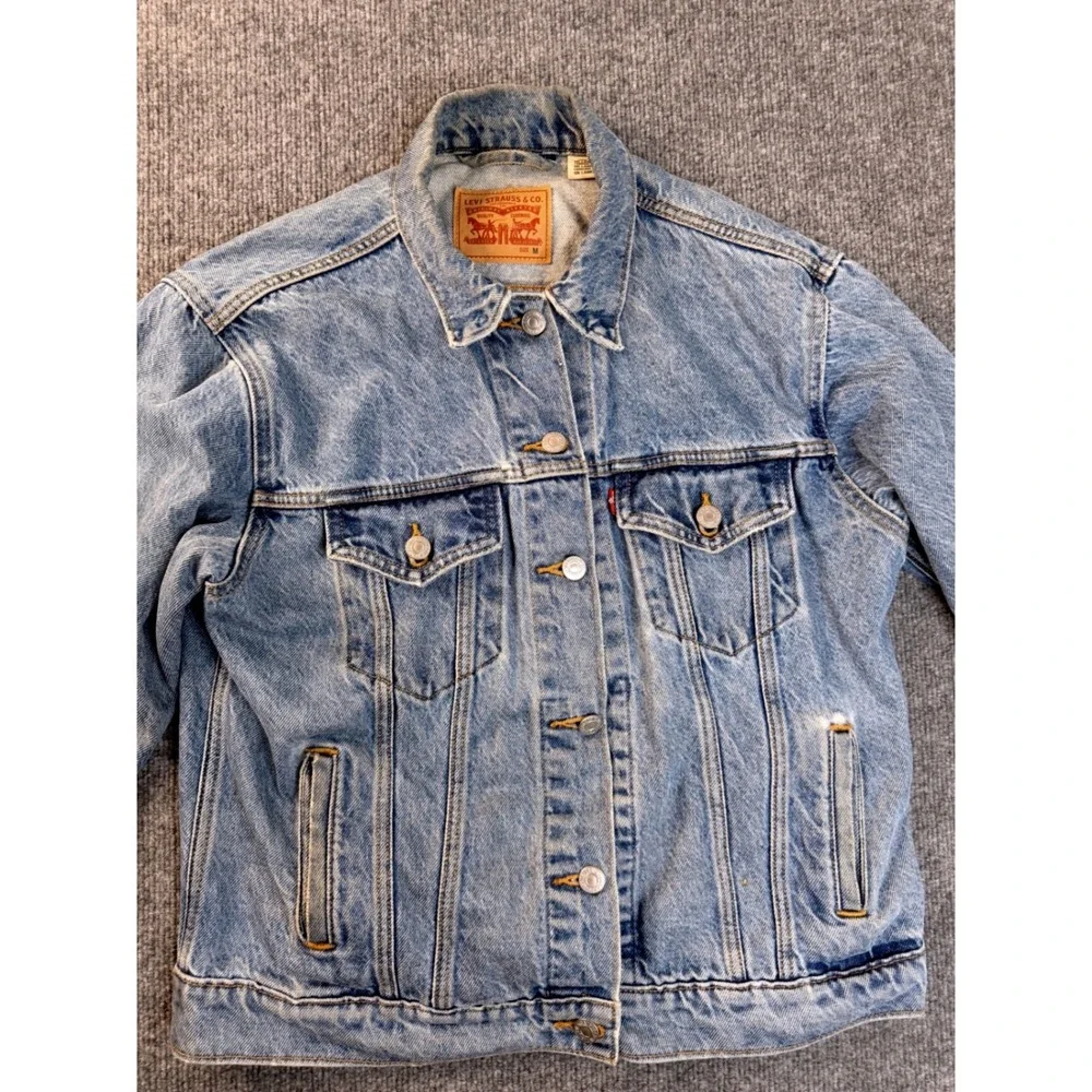 Levis Denim Trucker Jacket Mens Medium Blue Cotton Faded Workwear Streetwear M